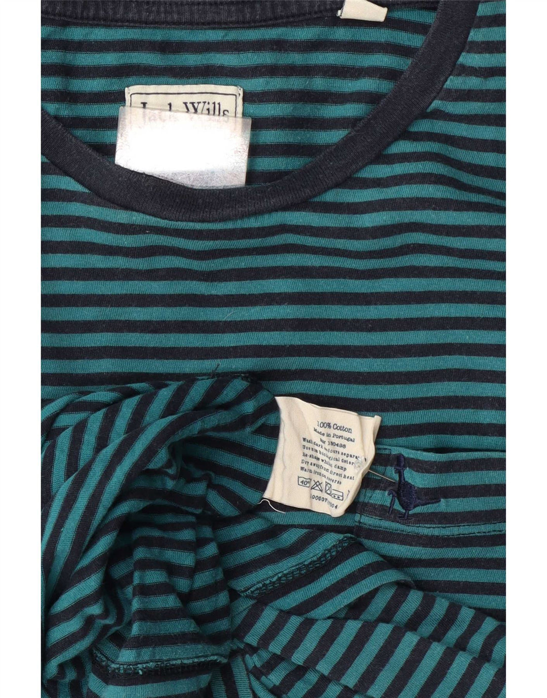 Jack Wills Herre T-shirt Top Medium Blue Pinstripe Bomuld