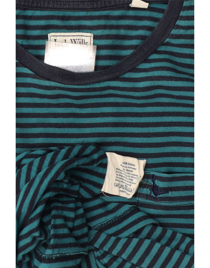 Jack Wills Herre T-shirt Top Medium Blue Pinstripe Bomuld