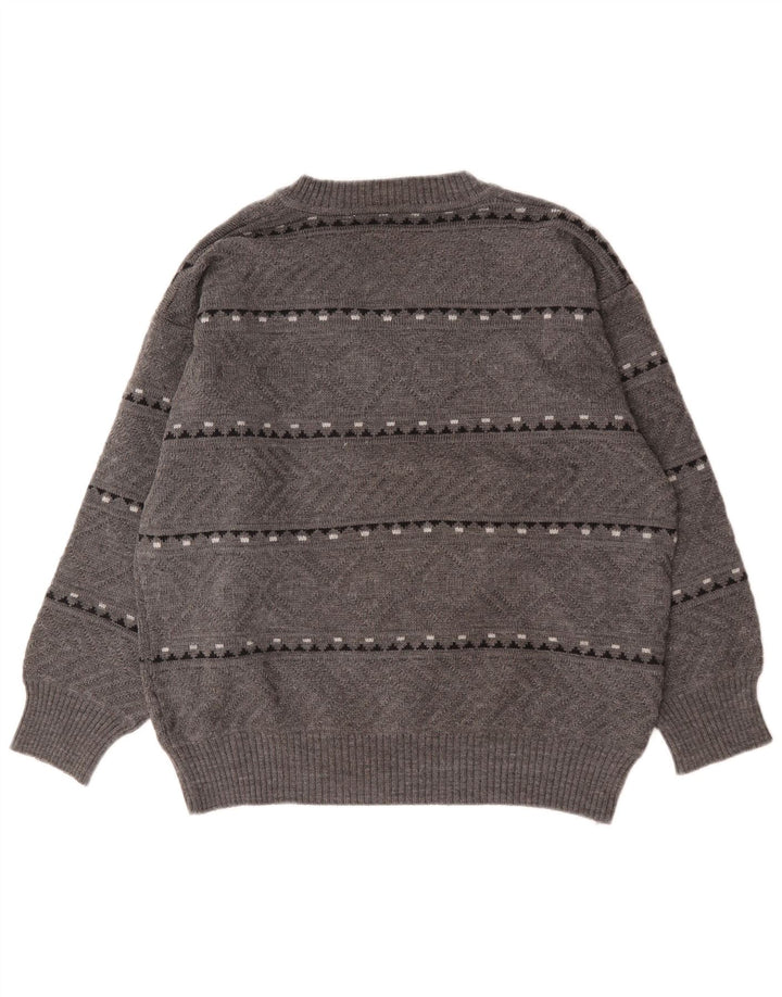 Tom Tino Herre V-hals sweater EU 50 Medium Grå Stribet