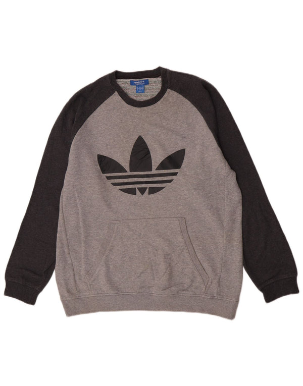 Adidas Grafisk Sweatshirt-trøje til mænd Large Grå Colourblock Bomuld