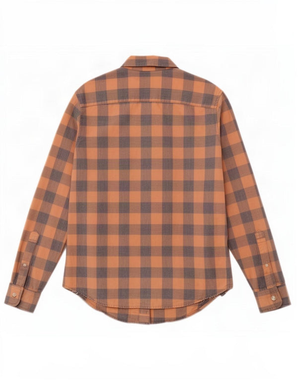 Abercrombie & Fitch Mens Shirt Medium Orange Check Cotton
