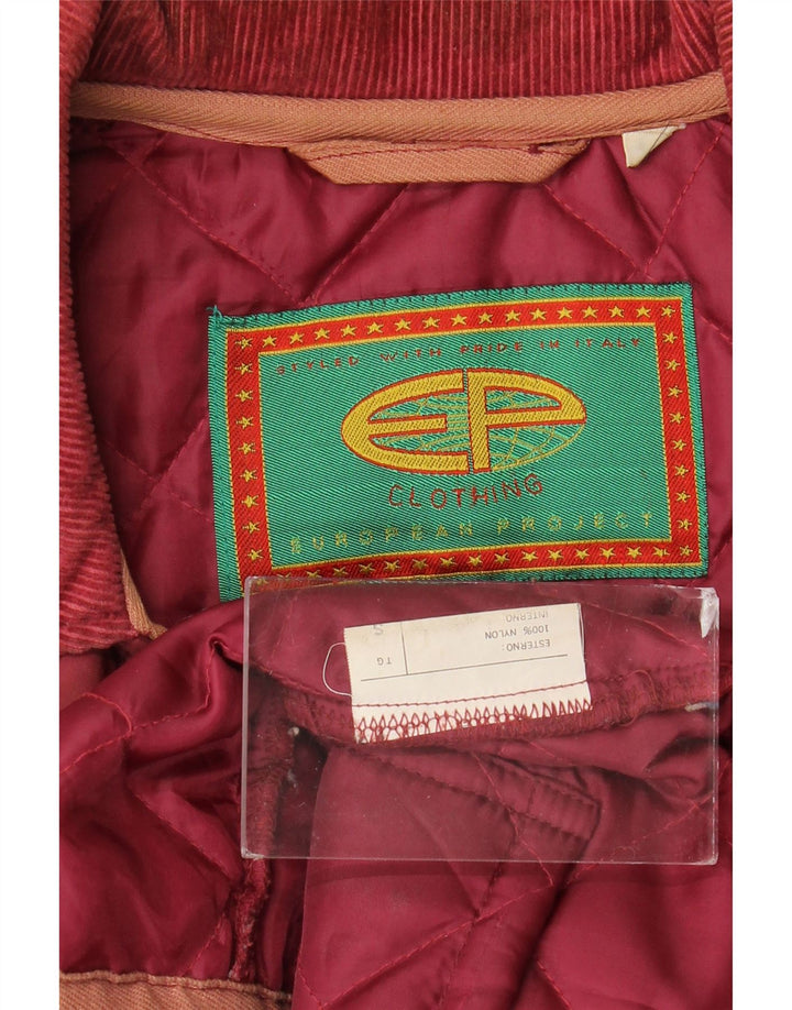 Vintage herre quiltet jakke UK 36 Small Burgundy Nylon
