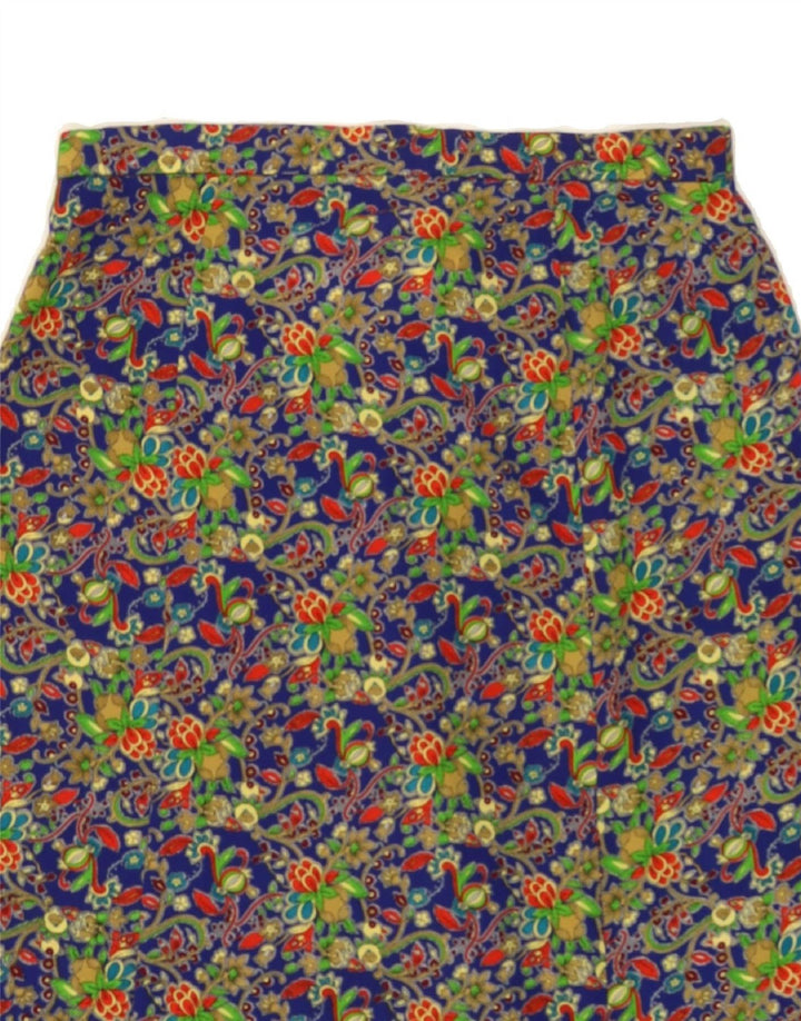 VINTAGE Womens A-Line Skirt W28 Medium  Blue Floral Vintage Vintage and Second-Hand Vintage from Messina Hembry 