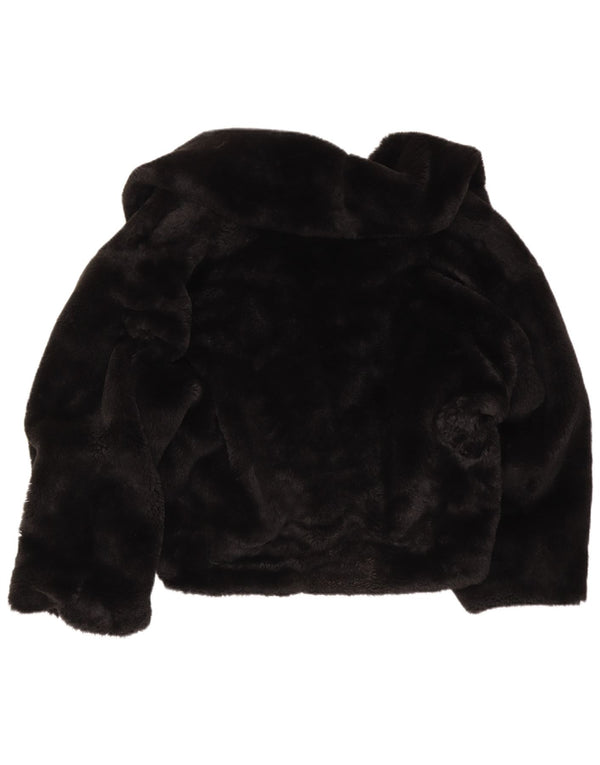Vintage Dame Oversized Faux Fur Jacket UK 16 Large Black