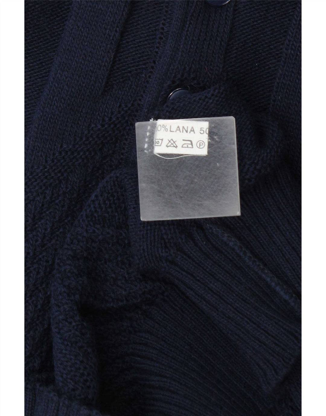 Vintage herre polo hals sweater stor marineblå uld