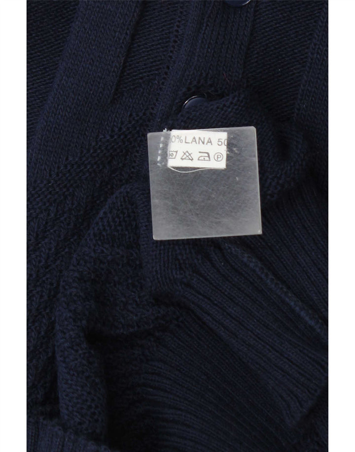 Vintage herre polo hals sweater stor marineblå uld