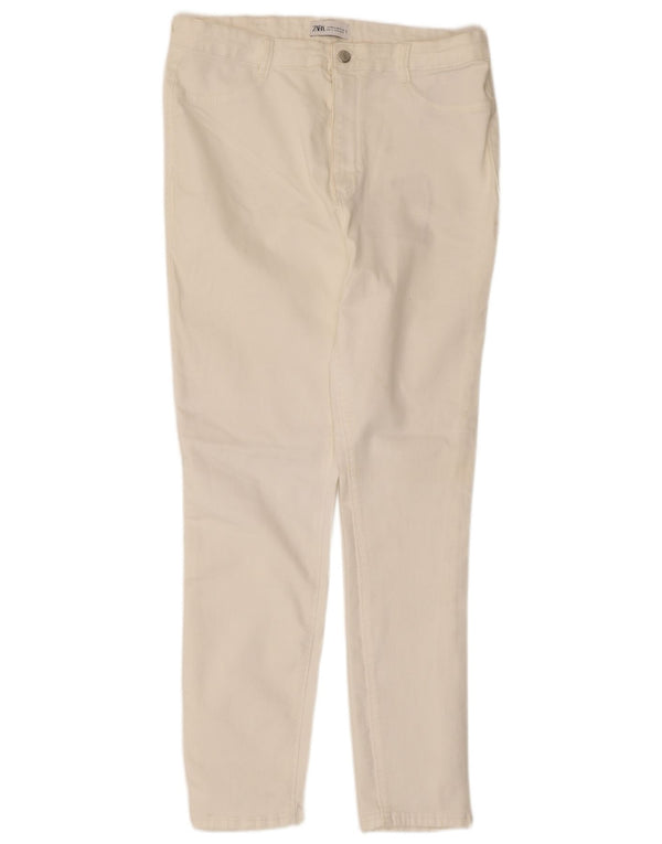 Zara Dame Slim Casual Bukser EU 46 2XL W36 L28 Hvid Bomuld