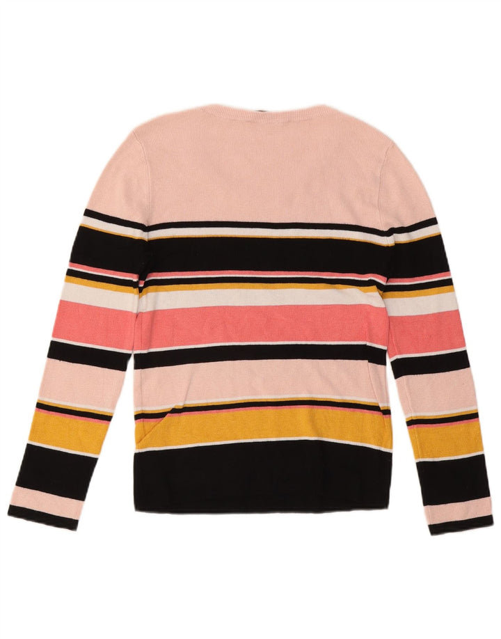 Oasis Dame Top Langærmet UK 12 Medium Pink Stribet Viscose