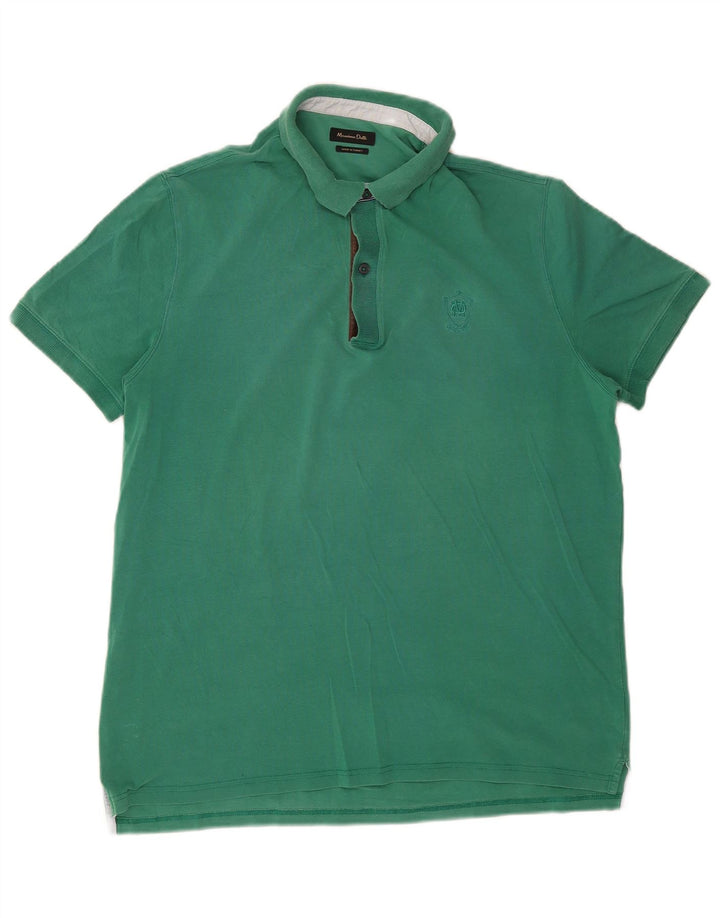Massimo Dutti Mens Polo Shirt XL Green Cotton