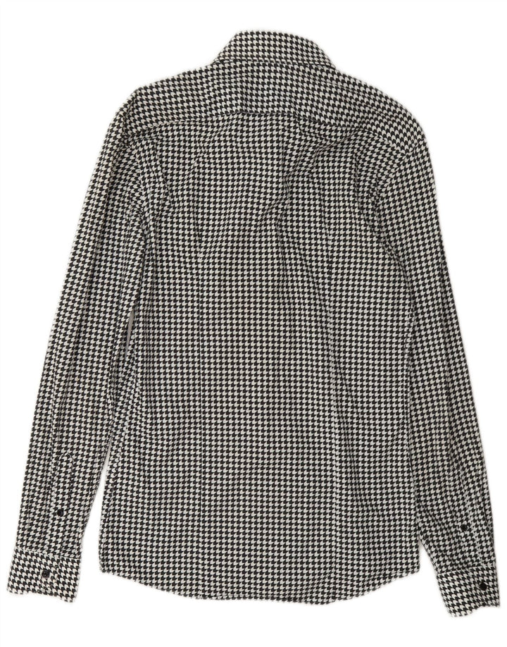 Reiss Slim Fit skjorte til mænd XS Sort Houndstooth Bomuld