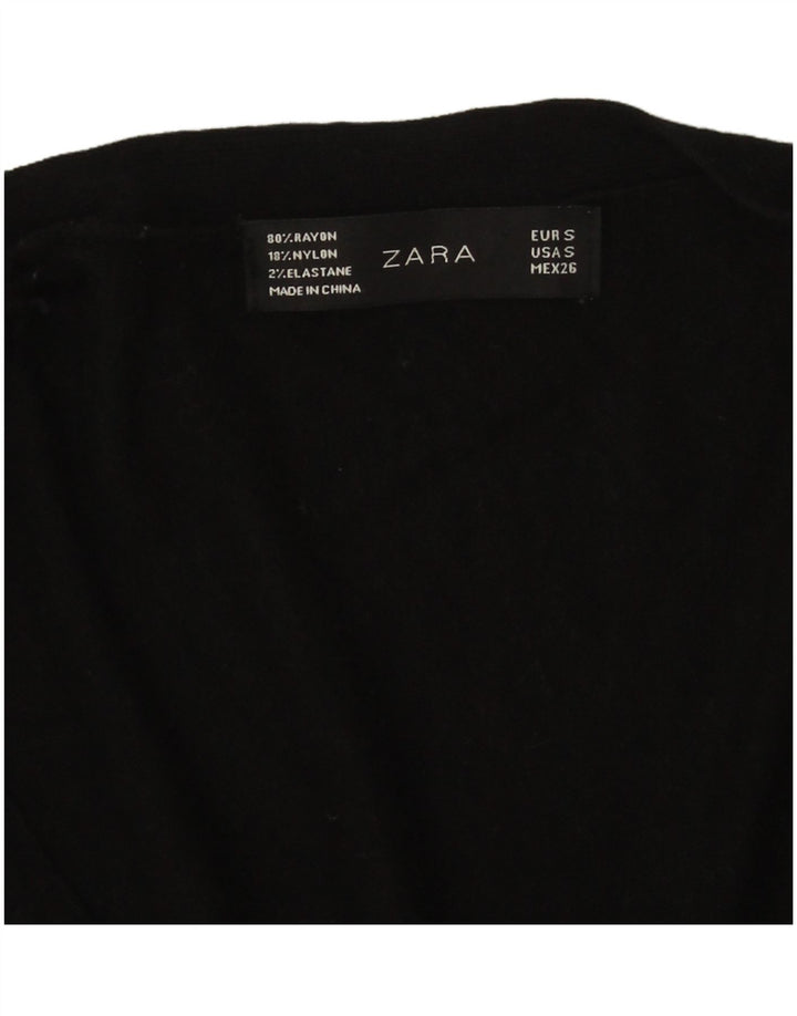 Zara Dame Cardigan Sweater UK 10 Small Black Rayon