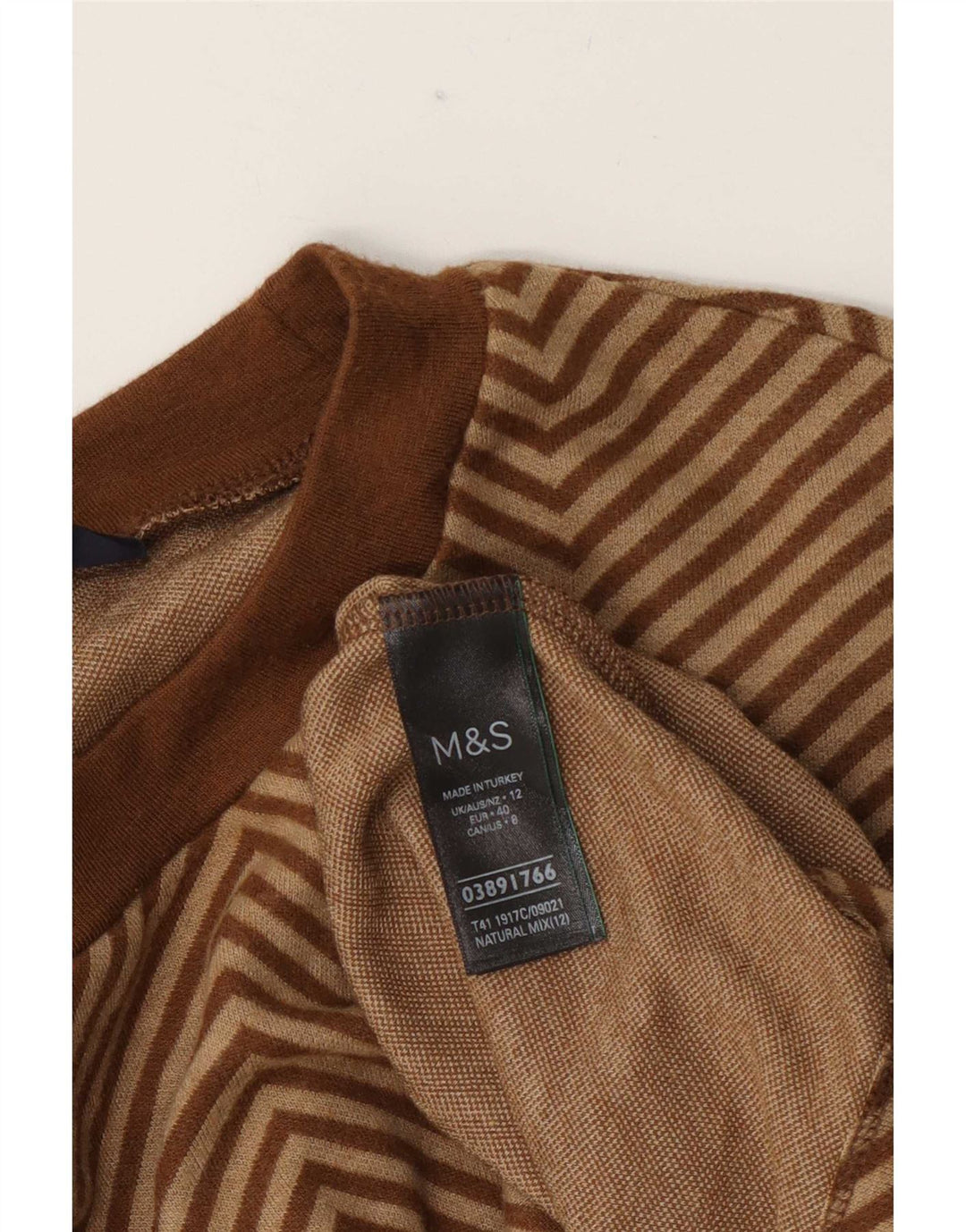Marks & Spencer Dametrøjetrøje med rund hals DK 12 Medium Brun Chevron