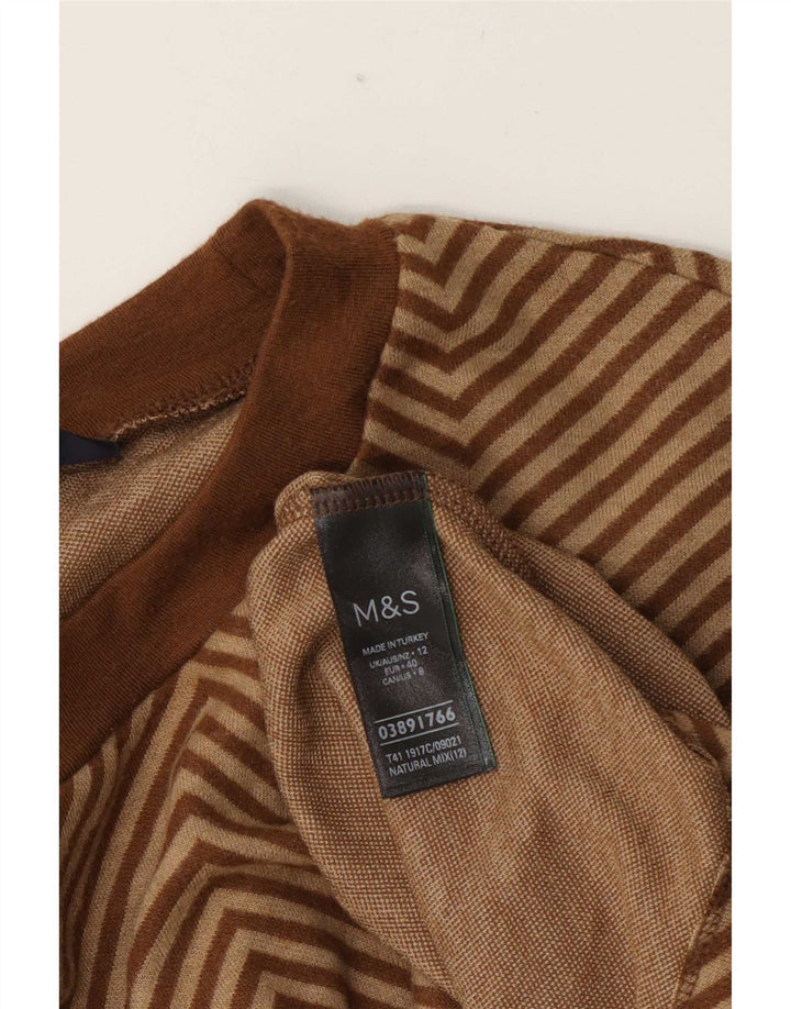 Marks & Spencer Dametrøjetrøje med rund hals DK 12 Medium Brun Chevron