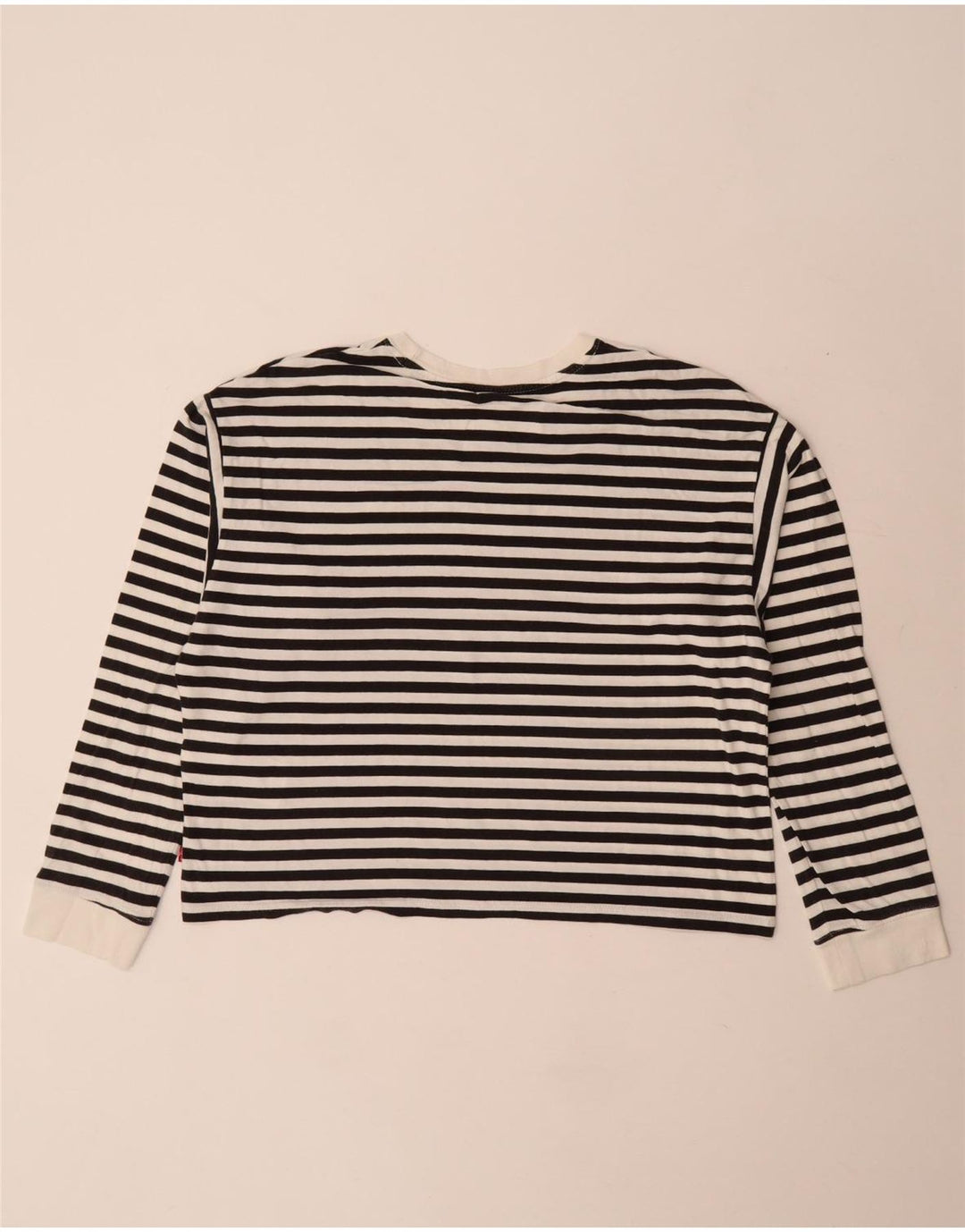 Levi's Dame Crop Grafisk Top Langærmet UK 10 Lille hvid stribet