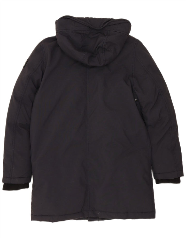 SCHOTT Polstret frakke med hætte til kvinder US 12 Stor sort polyester