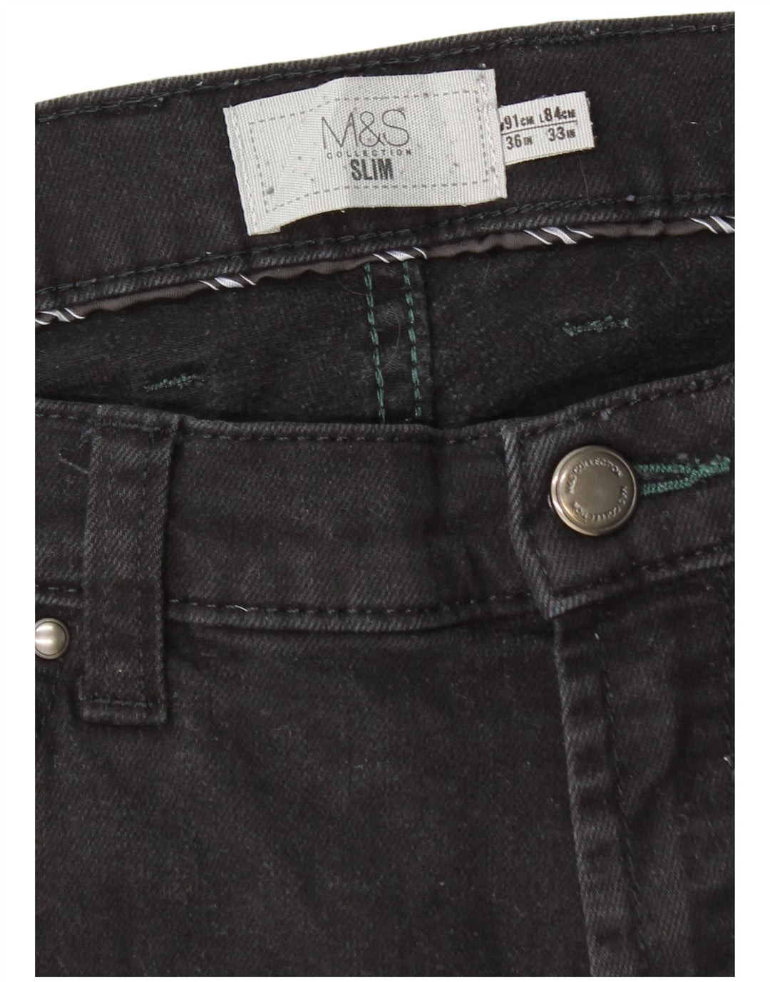 Marks & Spencer Herre Slim Jeans W36 L33 Sort Bomuld
