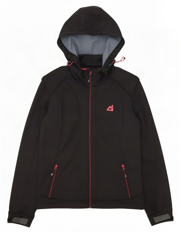 Alpen Moden Dame Hooded Windbreaker Jacket UK 18 XL Sort Polyester