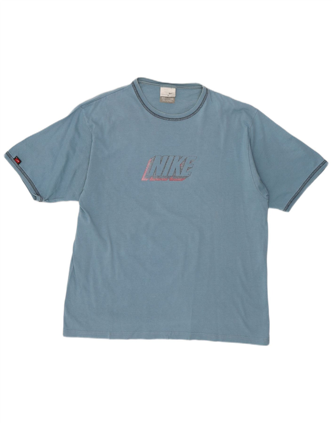 NIKE Grafisk T-shirt top til mænd UK 39/41 Medium Blue Bomuld
