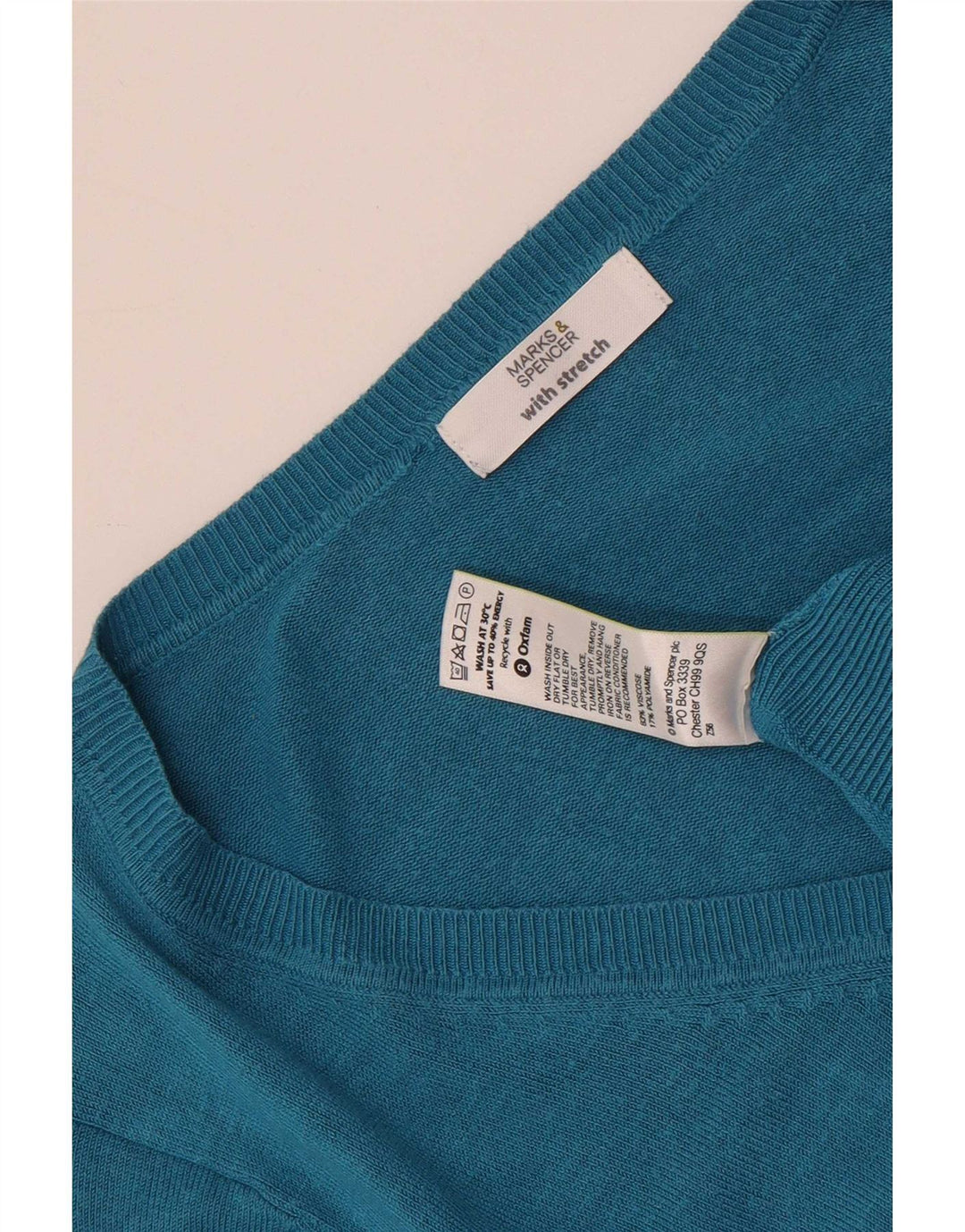 Marks & Spencer Dame V-hals sweater UK 14 Medium Turkis Viscose