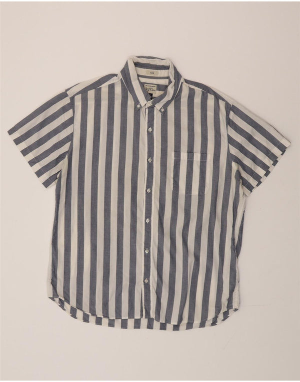 J. CREW Kortærmet slim skjorte til mænd XL blå stribet bomuld