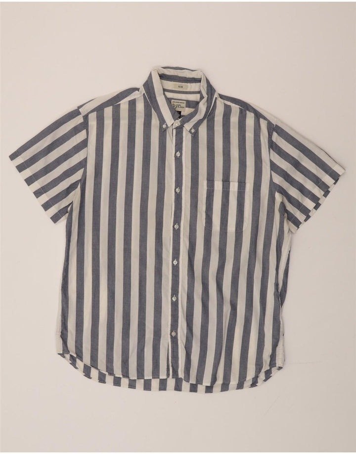 J. CREW Kortærmet slim skjorte til mænd XL blå stribet bomuld