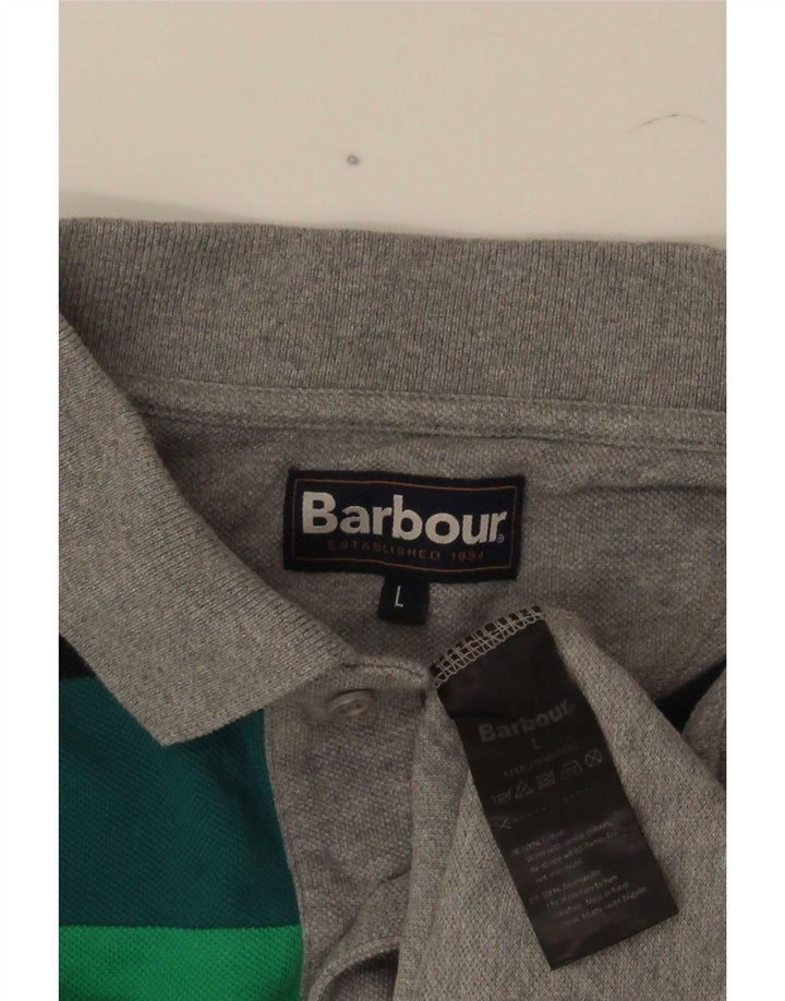 Barbour Polo Shirt til mænd Stor grå Colourblock Bomuld