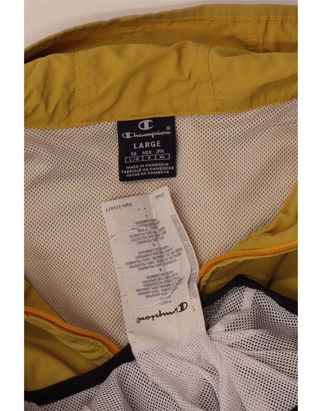 Champion Herre grafisk regnjakke med hætte UK 40 Stor gul farveblok