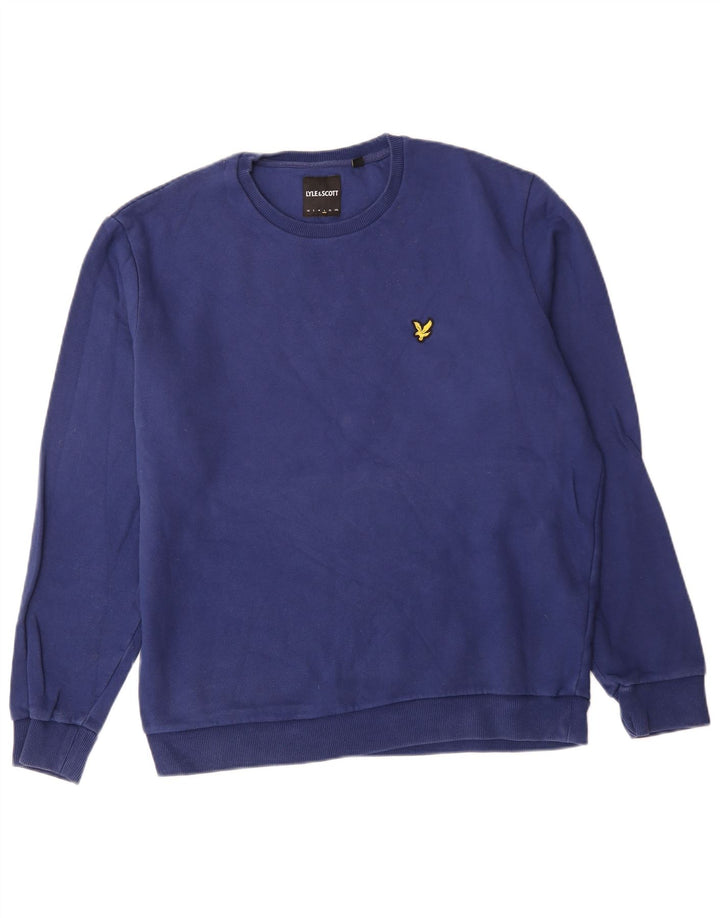 Lyle & Scott Herre Sweatshirt Jumper Stor Blå Bomuld