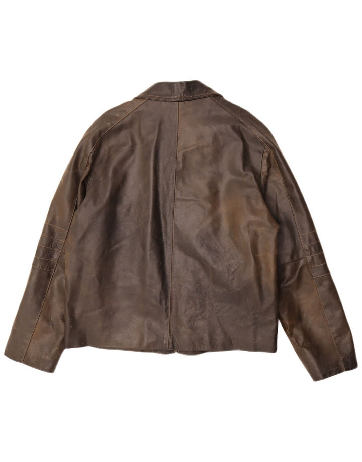 Vintage Herre Læderjakke UK 38 Medium Brun Læder