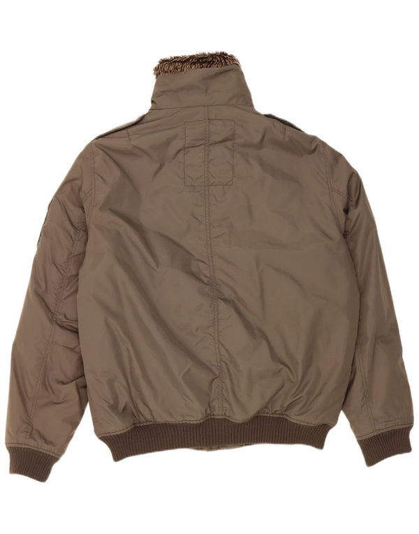 Celio Herre Military Bomber Jacket UK 42 XL Khaki Nylon