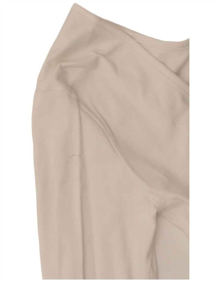 Fila Dame Grafisk Langærmet Bodysuit UK 12 Medium Off White Bomuld