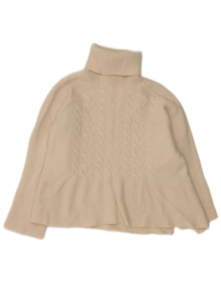 Reiss Dame Roll Neck Jumper Sweater UK 14 Medium Off White Uld