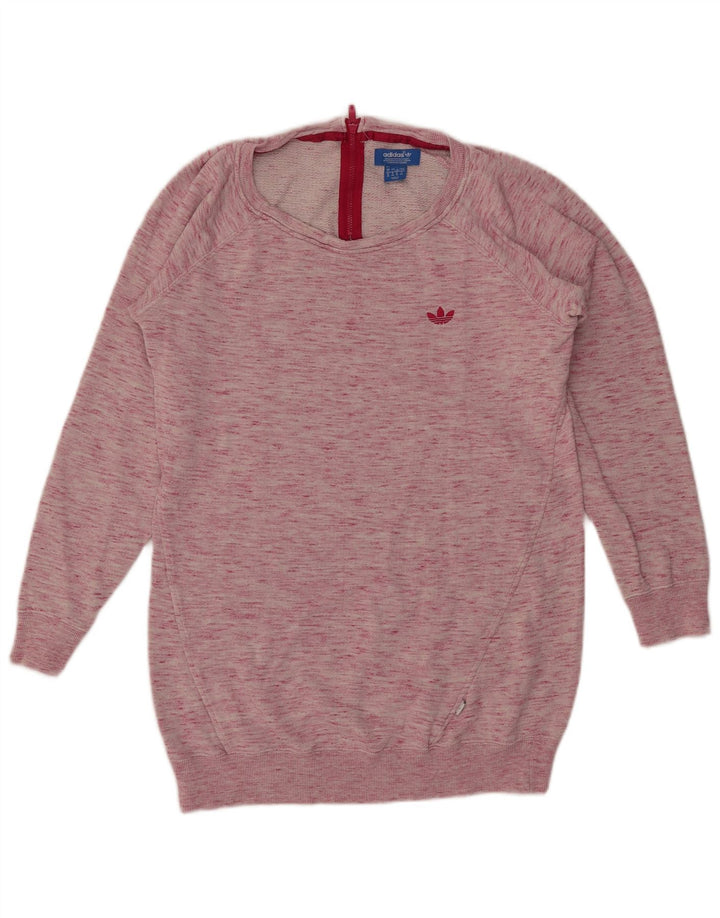 Adidas Dame Sweatshirt Jumper UK 12 Medium Pink Flecked Bomuld