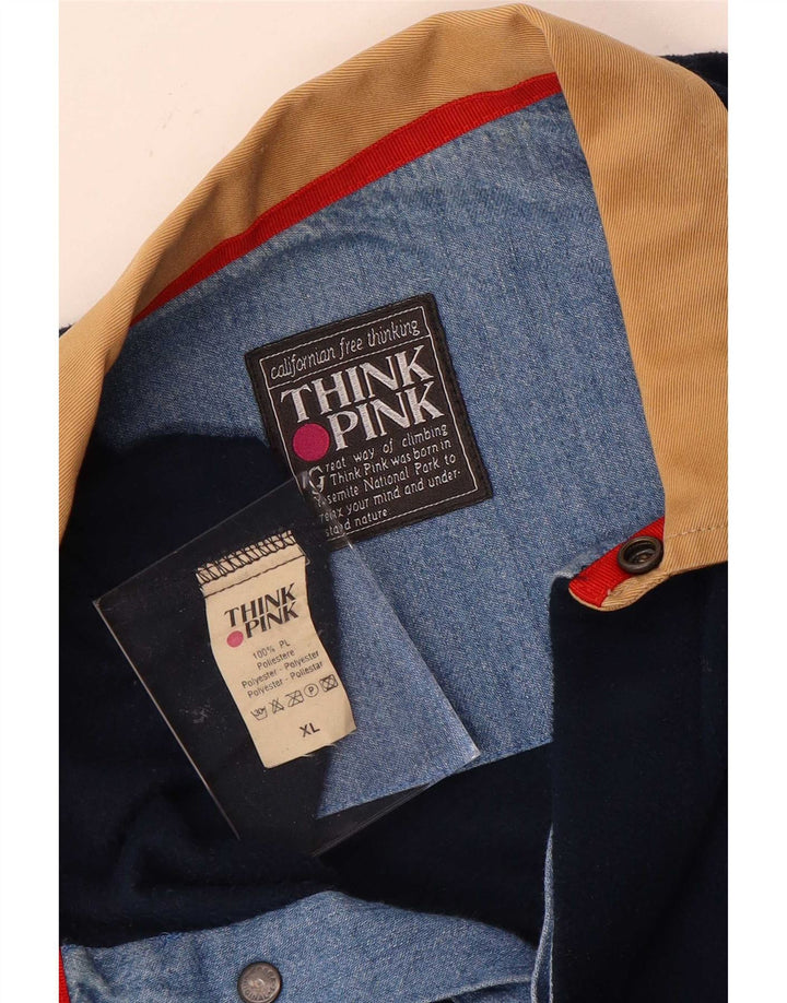 Tænk Pink Herre Polo Neck Fleece Jumper XL Navy Blue Polyester