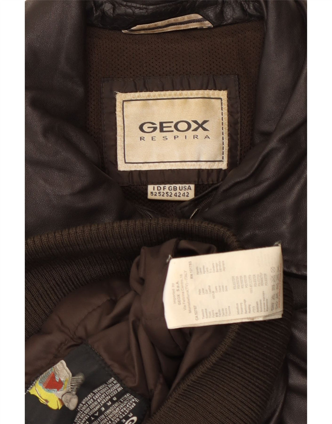 Geox Herre Bomber Læderjakke UK 42 XL Sort Læder