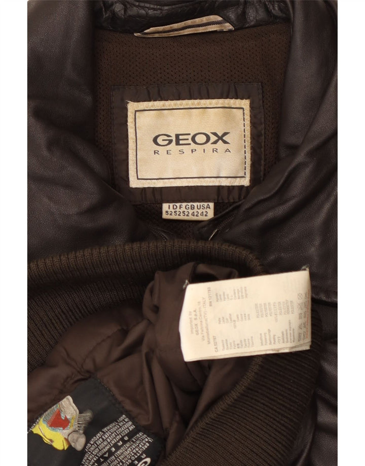 Geox Herre Bomber Læderjakke UK 42 XL Sort Læder