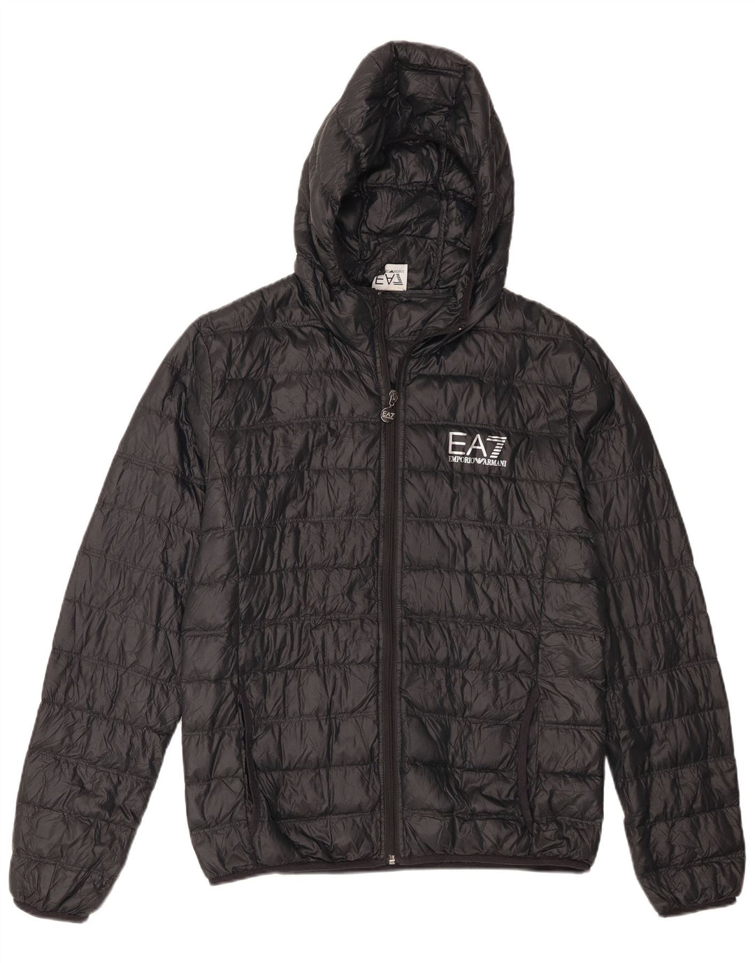 Emporio Armani Herre hættepolstret jakke UK 38 Medium Sort Polyamid
