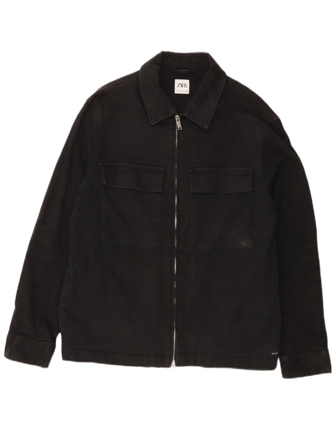 Zara Herre denimjakke UK 42 XL Sort Bomuld