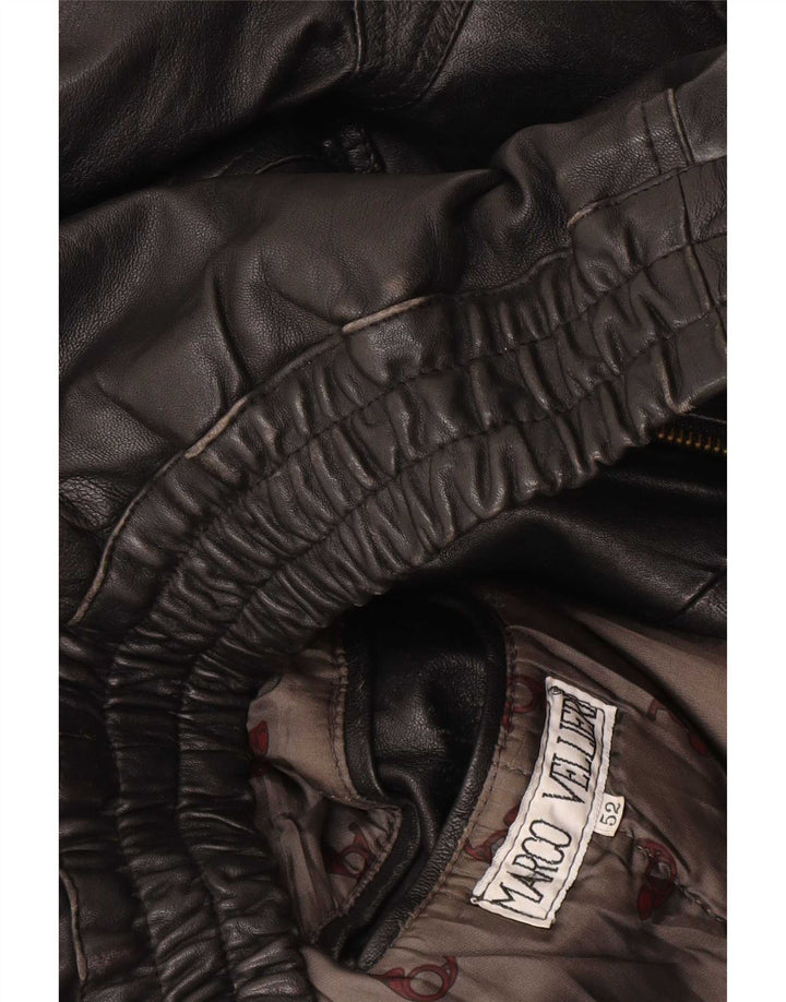 Vintage Herre Bomber Læderjakke IT 52 XL Sort
