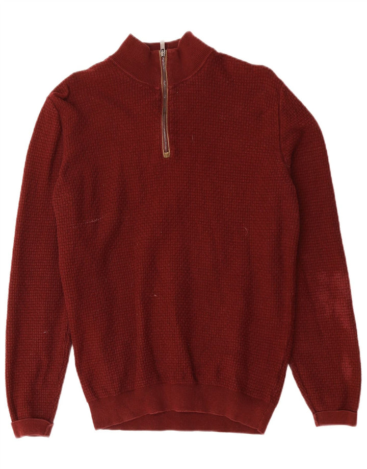 MASSIMO DUTTI Herre sweater med lynlåshals, lille Bourgogne bomuld
