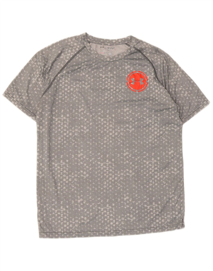UNDER ARMOUR Herre Heat Gear T-Shirt Top Medium Grå Geometrisk