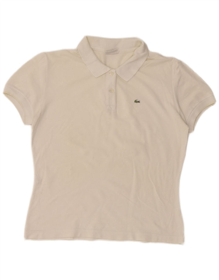 Lacoste Dame Polo Shirt Størrelse 46 XL Hvid Bomuld