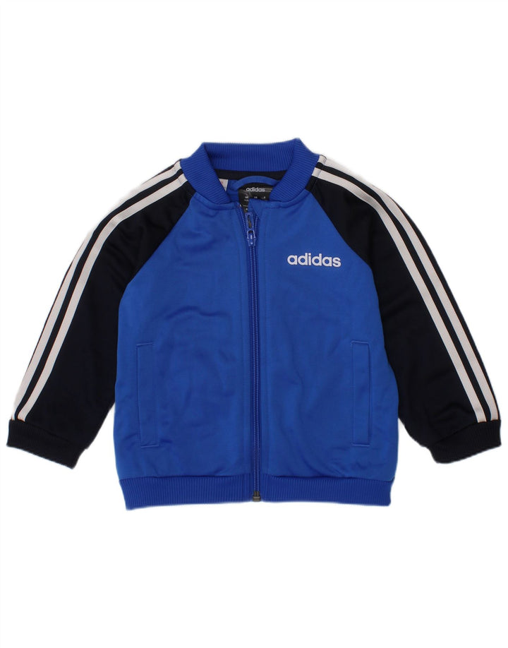 Adidas Baby Boys Træningsdragt Topjakke 9-12 Måneder Blå Colourblock Sports