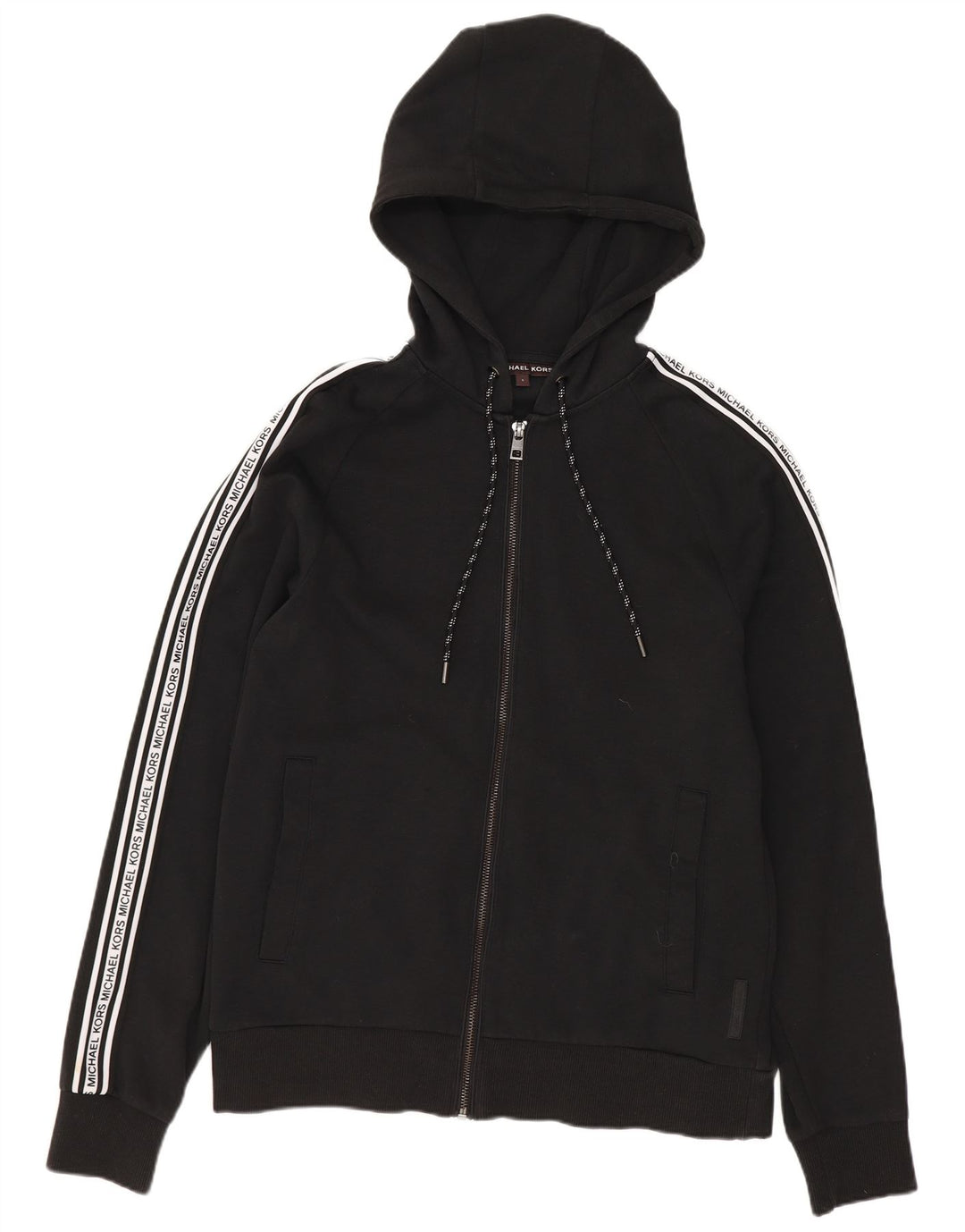 MICHAEL KORS Herre grafisk hættetrøje med lynlås, lille sort farveblok