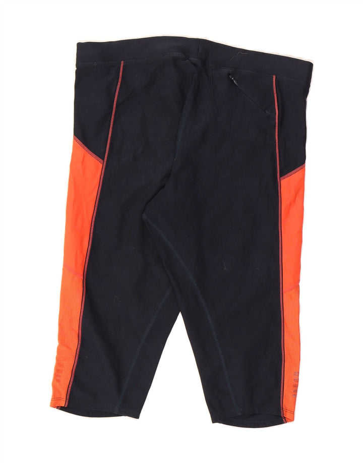 NIKE Womens Dri Fit Capri Leggings UK 8/10 Medium Navy Blue Colourblock Vintage Nike and Second-Hand Nike from Messina Hembry 