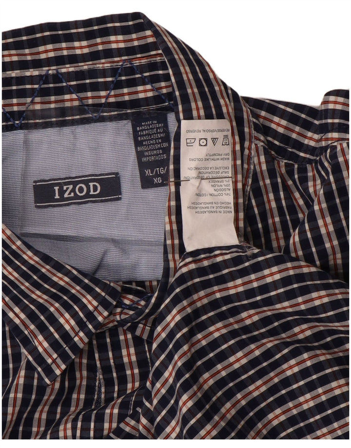 IZOD herreskjorte XL marineblå ternet bomuld