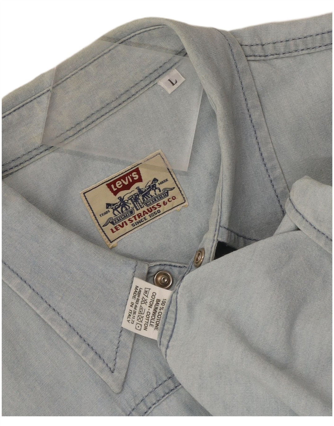 Levi's Denimskjorte til mænd, stor blå bomuld