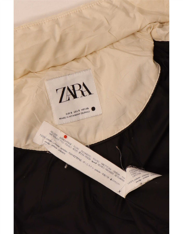 Zara Womens Polstret Frakke UK 10 Small Off White Polyester