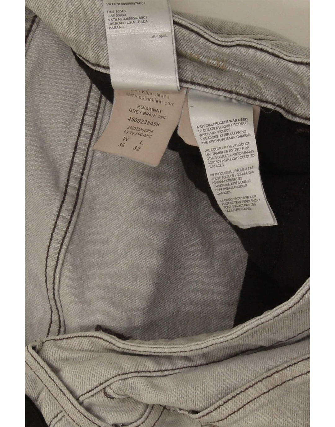 Calvin Klein Herre Slim Jeans W36 L32 Grå Bomuld