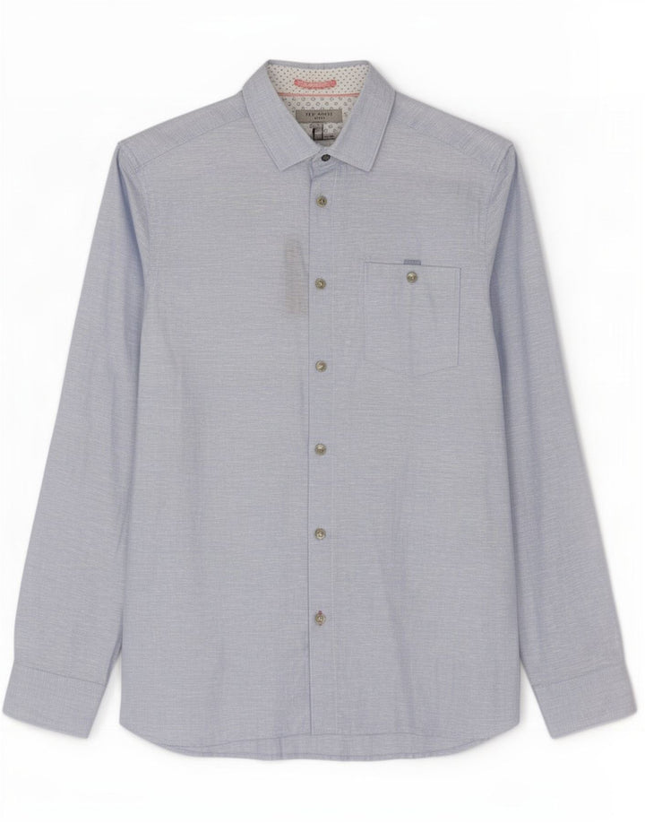Ted Baker herreskjorte str. 3 Medium Blue Flecked Linen